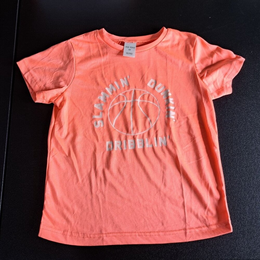 Okie Dokie Slammin Out Dribblin Orange T-Shirt - 5T